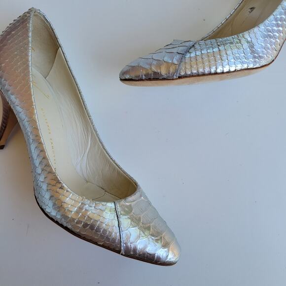 Giuseppe Zanotti Reptile Snakeskin Metallic Silver Heels Pumps 36 - Picture 2 of 8